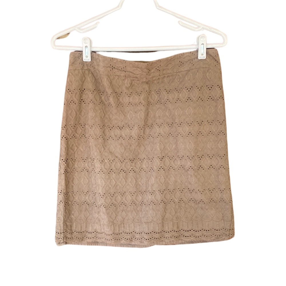 Ann Taylor Brown Cotton Eyelet A-Line Skirt